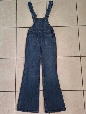 Free People Hard To Find Style Stretch Denim Flared Overalls 24